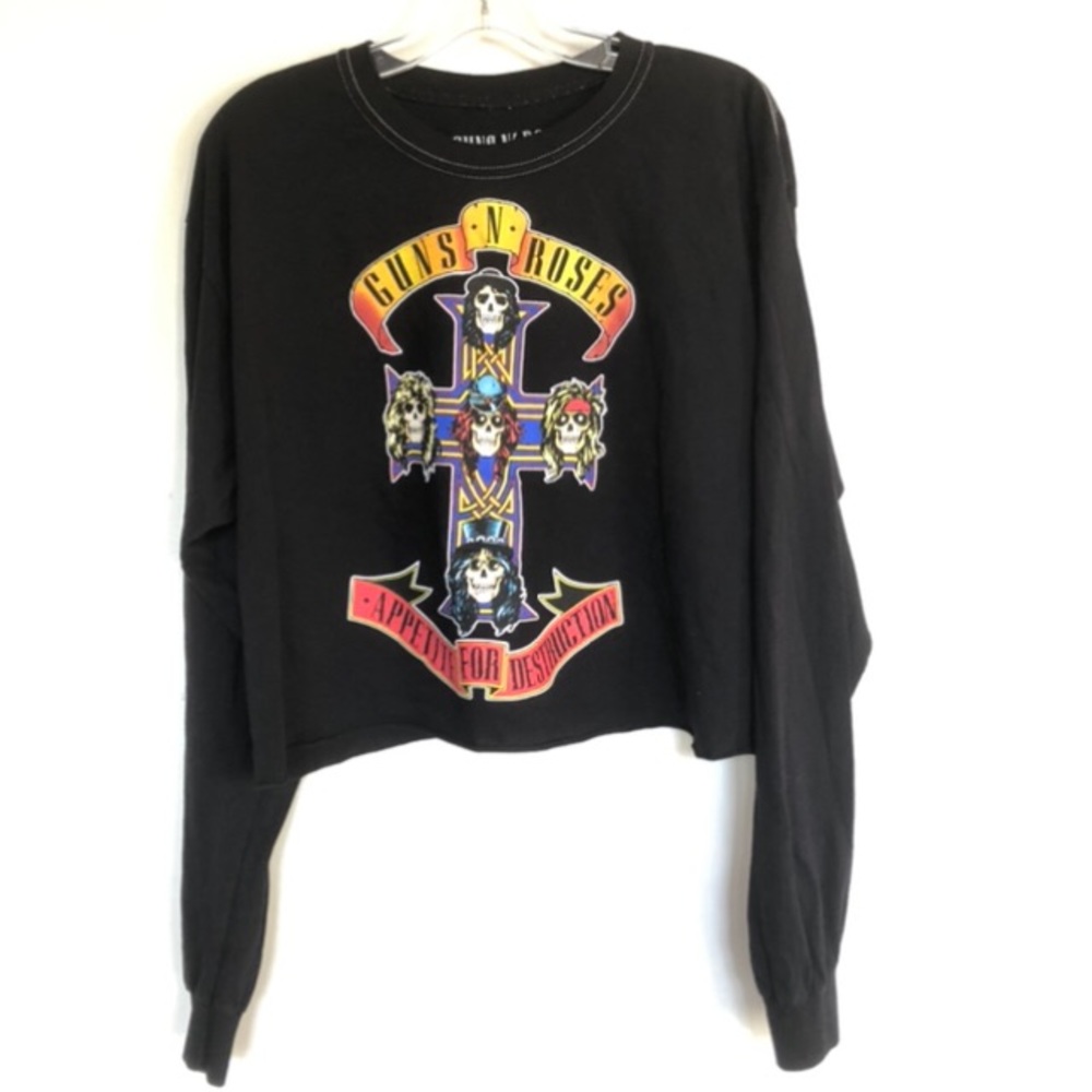 Guns N  Roses Appetite For Destruction Long Sleeve Crop T Shirt